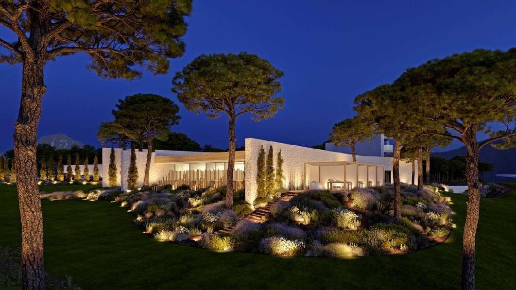PGA Catalunya wellness building at night